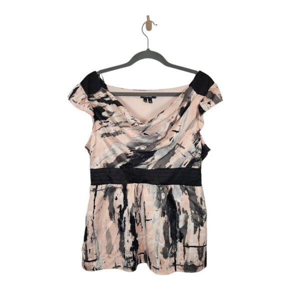 My Michelle Tops - My Michelle Abstract Blouse in Light Pink Size XL‎